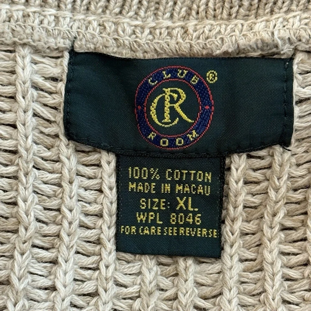 Club Room Mens XL Beige Henley Collar Button Fisherman Coastal Preppy‎ Cabincore